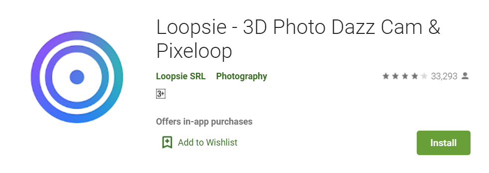 Loopsie 3D Photo Dazz Cam Pixeloop
