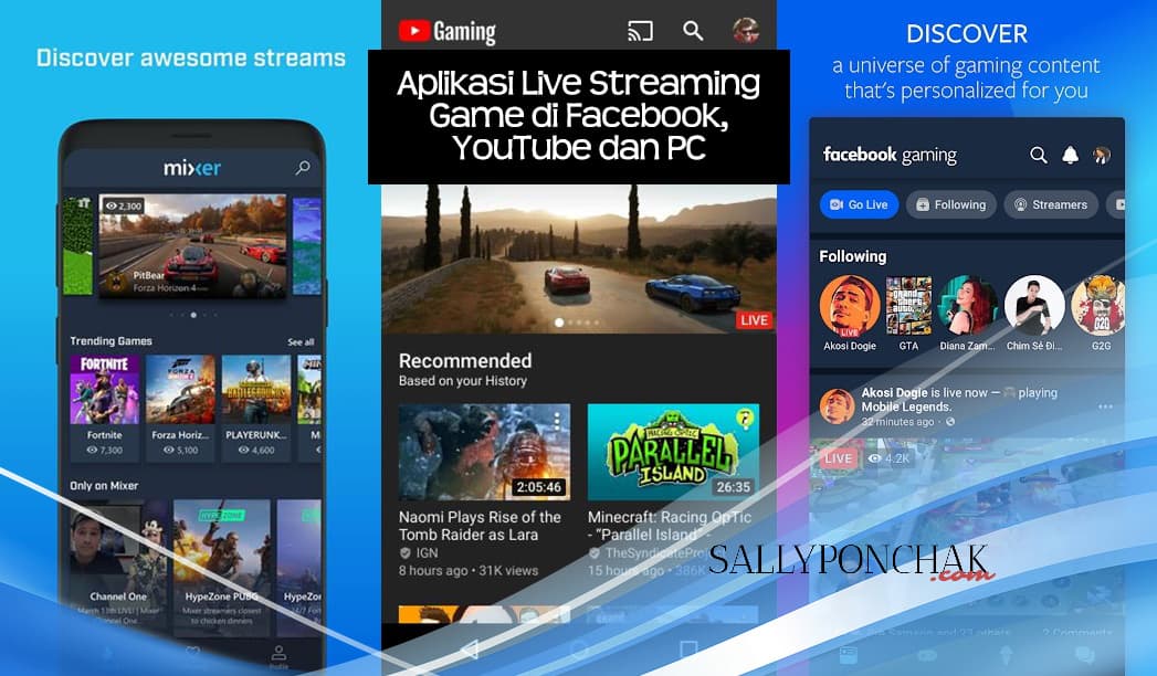 Aplikasi live streaming game di Facebook YouTube dan PC