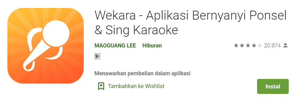 Wekara Aplikasi Bernyanyi Ponsel Sing Karaoke