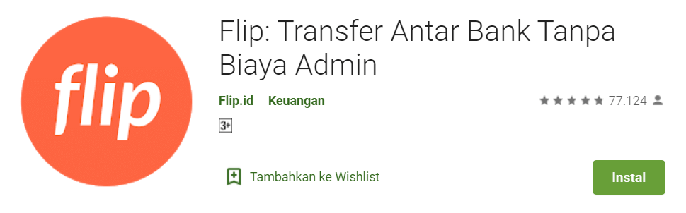 Flip Transfer antar bank tanpa biaya admin