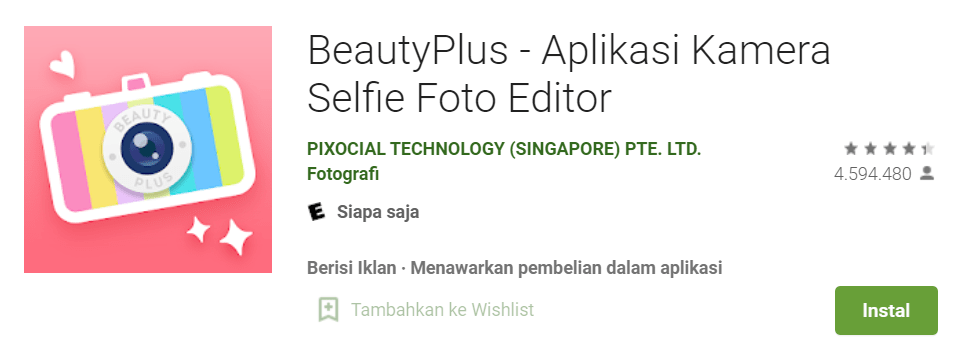 BeautyPlus Aplikasi Kamera Selfie Artis