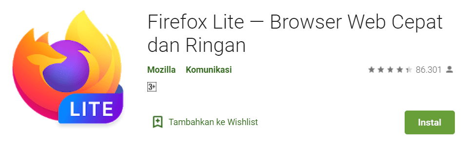 Firefox Lite Browser Web Cepat dan Ringan